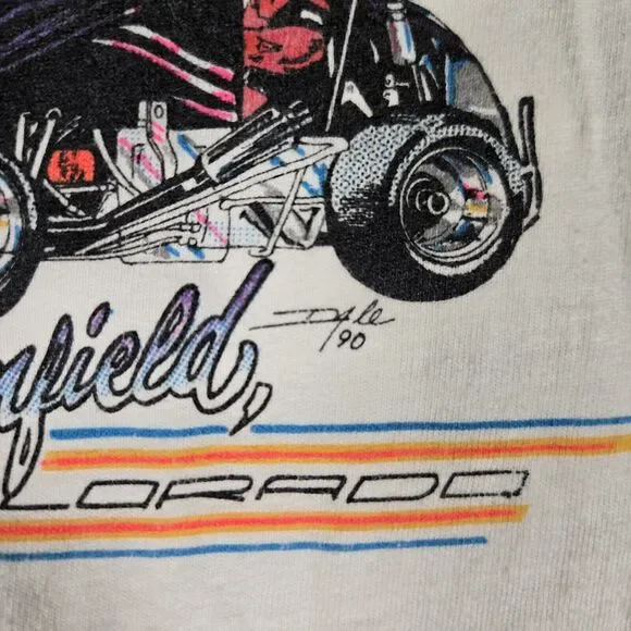 Vintage 1990 Randy Roberts Midget Racing T-Shirt Men’s Large Hanes 80s NASCAR - Picture 5 of 10